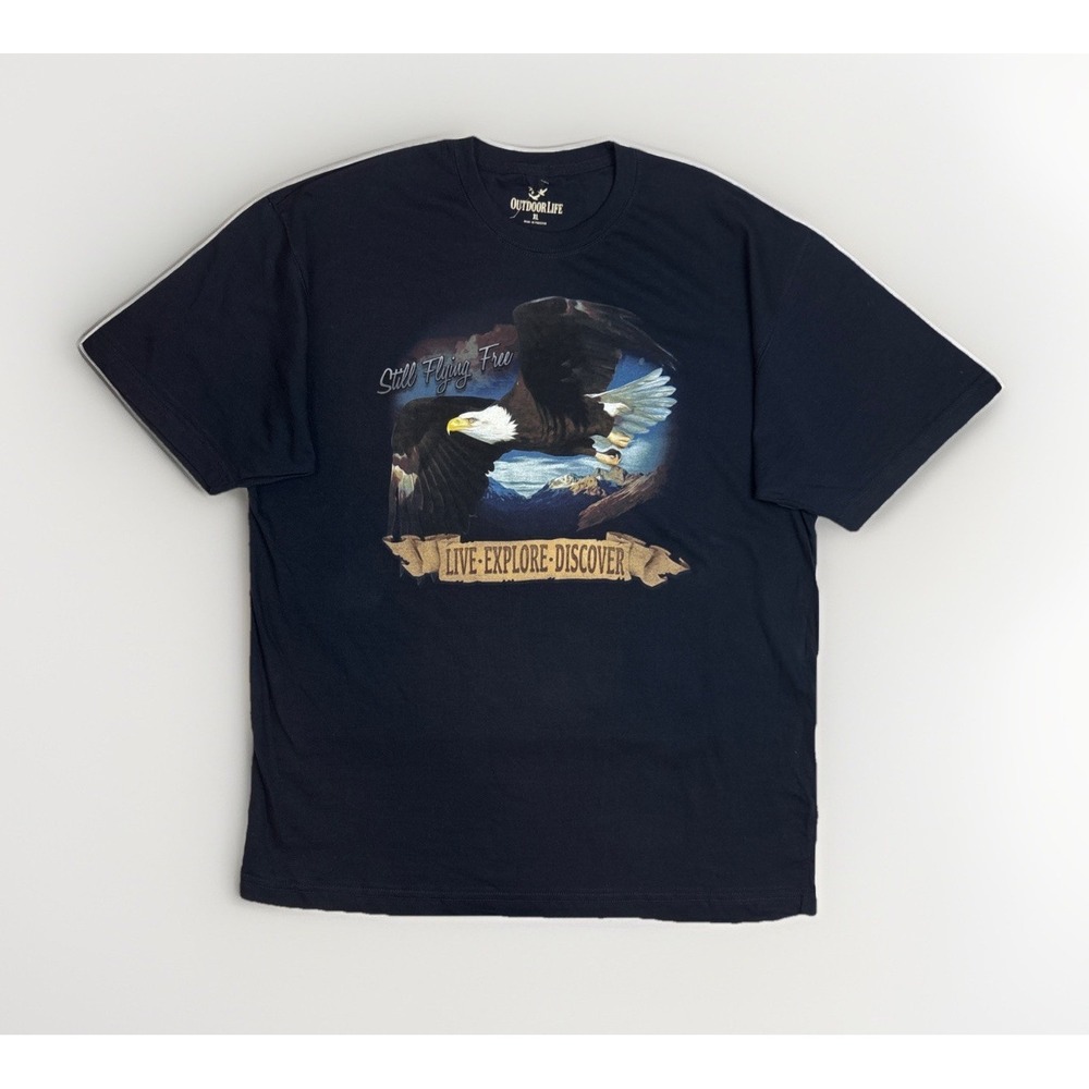 Outdoor Life Eagle Graphic Print Indigo Short Sleeve T-shirt Men's Size XL